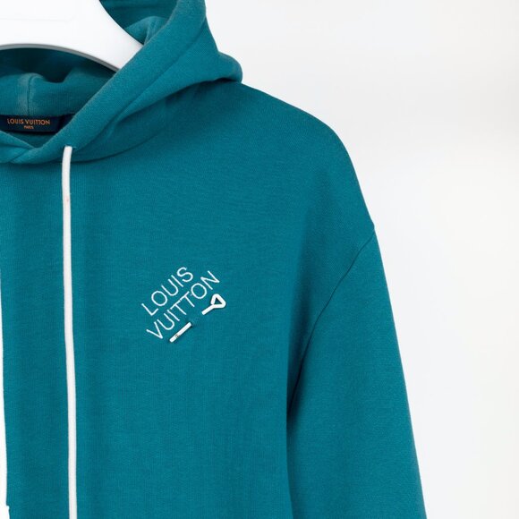 Louis Vuitton Pigeon Blue Embroidered Signature Cotton Hoodie - Picture 8 of 14